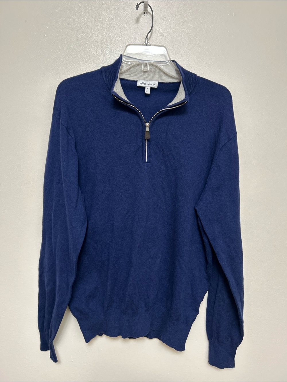 Peter Millar Navy Sweater with Contrast Collar Size M